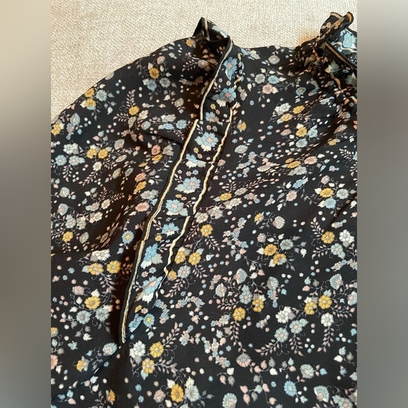 Max Studio Ditzy Floral Prairie Western Tiered Skirt RuffleNeck Shoulder Detail - Picture 6 of 12